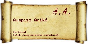 Auspitz Anikó névjegykártya